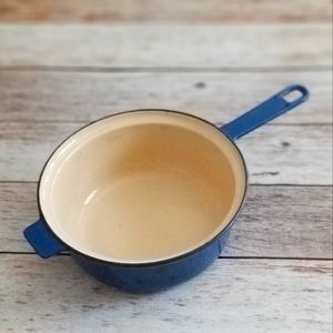Vintage Cousances Blue Cast Iron Enamel Pot